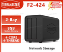 TERRAMASTER F2-424 8GB NAS Storage 2Bay - Quad-Core,2.5GbE Port , Network Attached Storage with High Performance (Diskless)